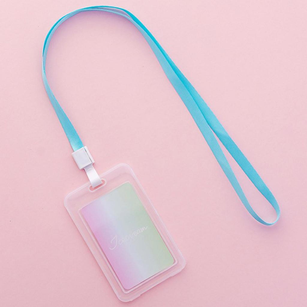 5 Pieces Credit Card Bus Pass ID Badge Holder Gradient Green and Pink