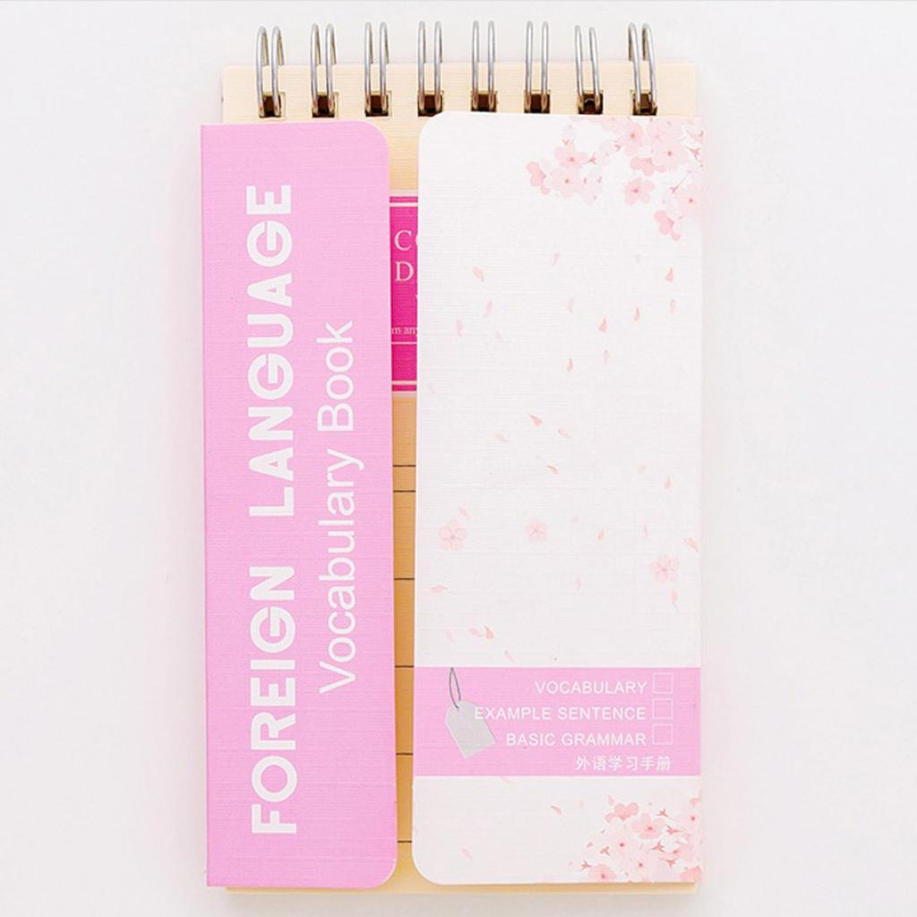 Cherry Blossom English Word Notebook Notepad Handy Notebook Silver