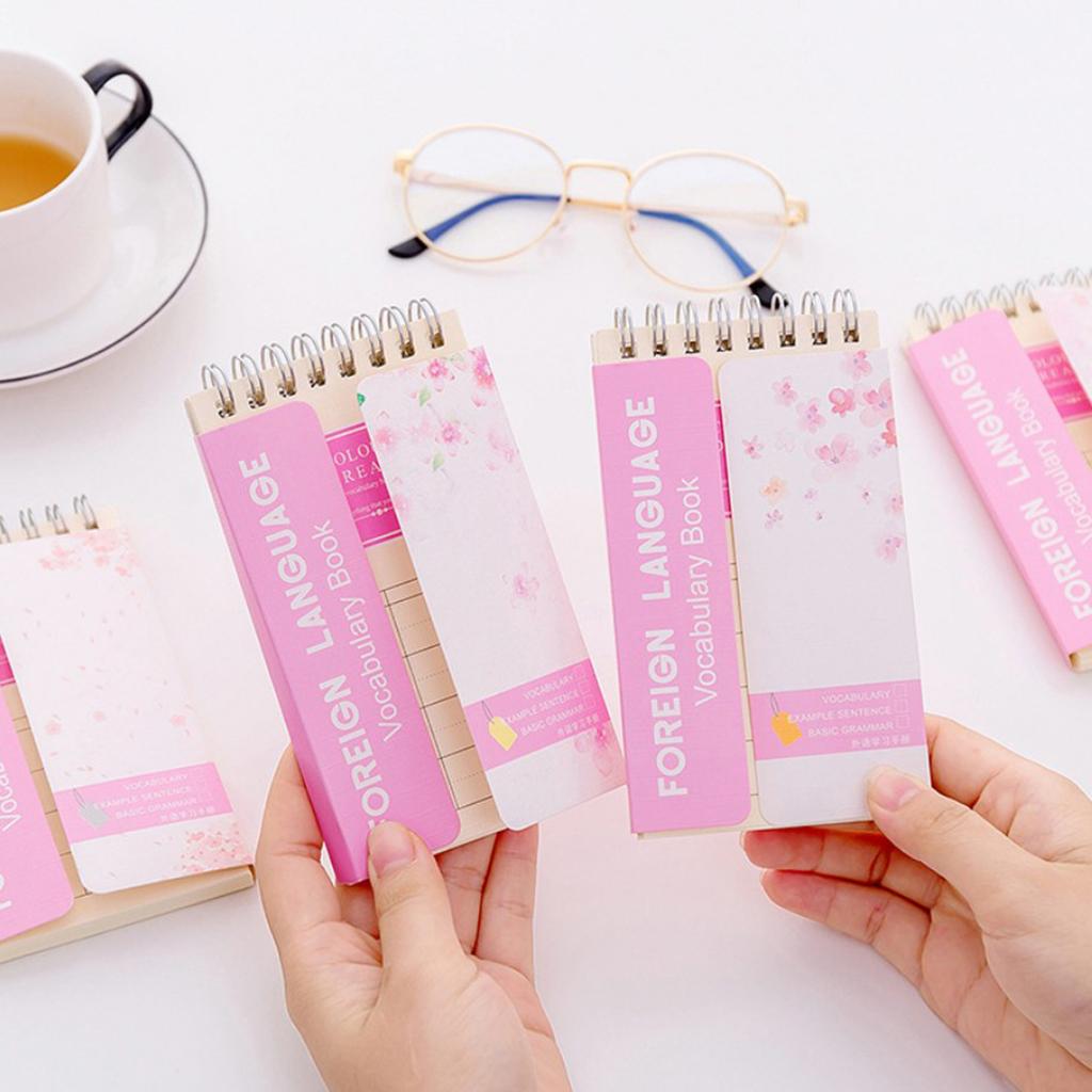 Cherry Blossom English Word Notebook Notepad Handy Notebook Silver