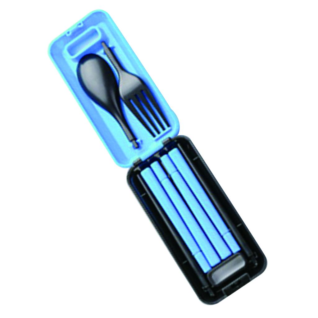 Portable Flatware Set, Travel Utensils Set with Carrying Case Blue