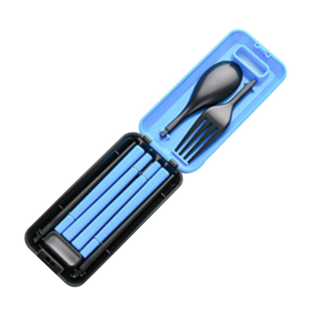 Portable Flatware Set, Travel Utensils Set with Carrying Case Blue