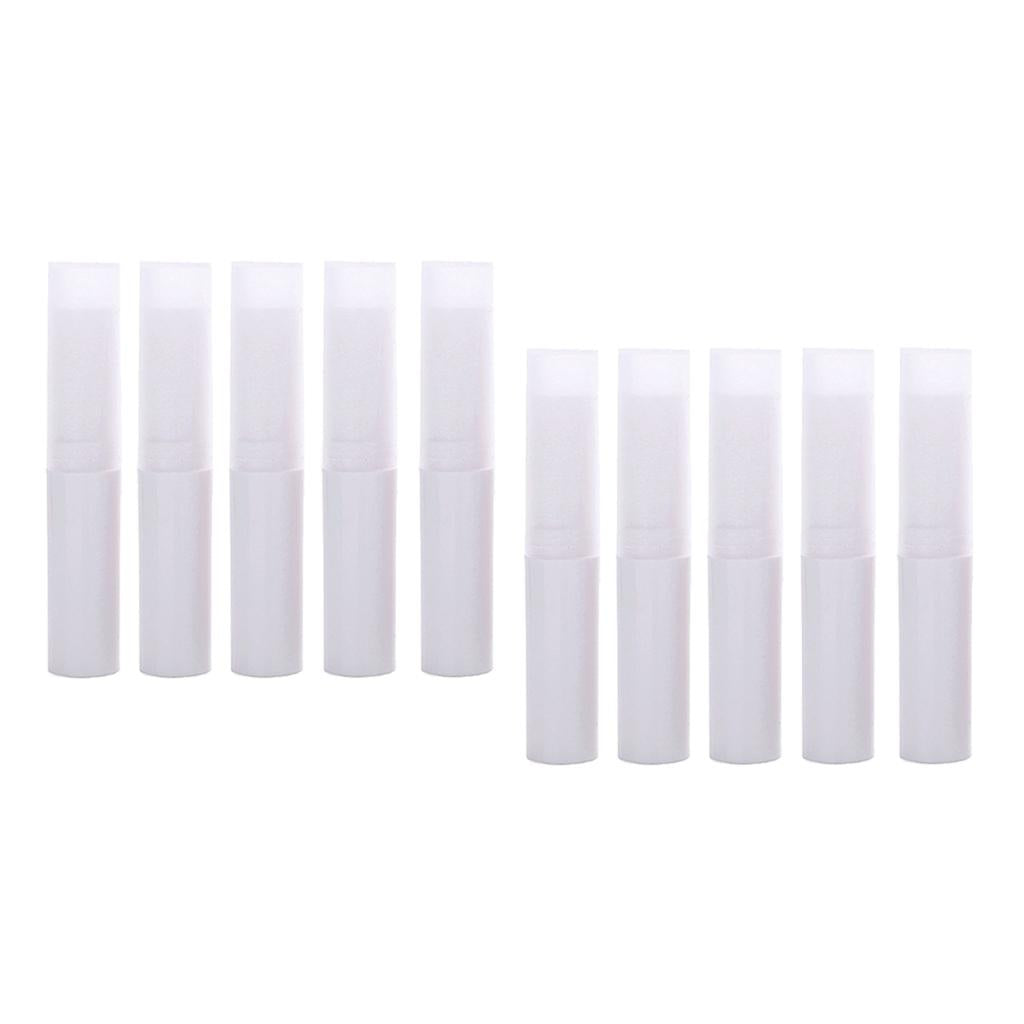 10Pcs Empty Lipstick Tubes Lip Balm Containers DIY Makeup Tools White