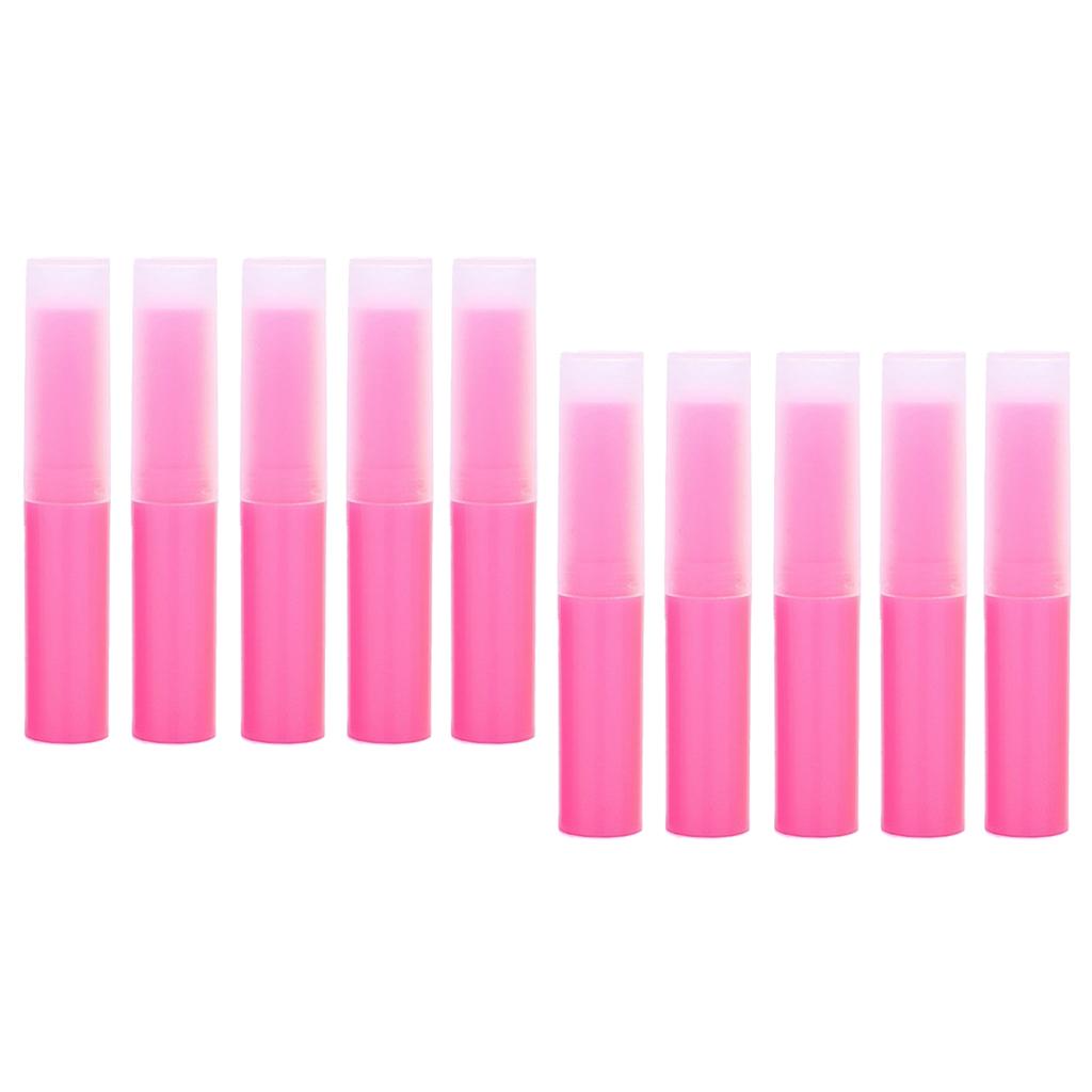 10Pcs Empty Lipstick Tubes Lip Balm Containers DIY Makeup Tools Pink