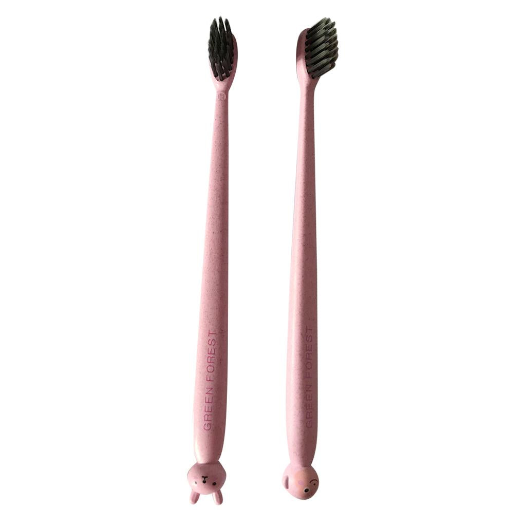 cup outdoor travel wheat straw bear Wash Cup Set with toothbrush  Pink