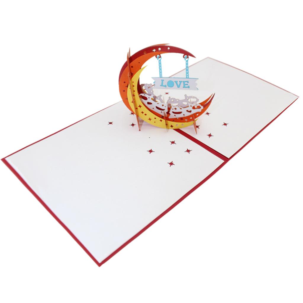 3D Greeting Cards Wedding Birthday Xmas  Invitations Postcard - Love Moon