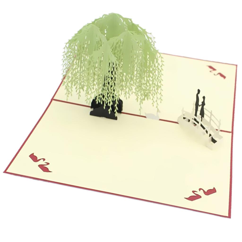 3D Greeting Cards Wedding Birthday Xmas  Invitations Postcard - Willow