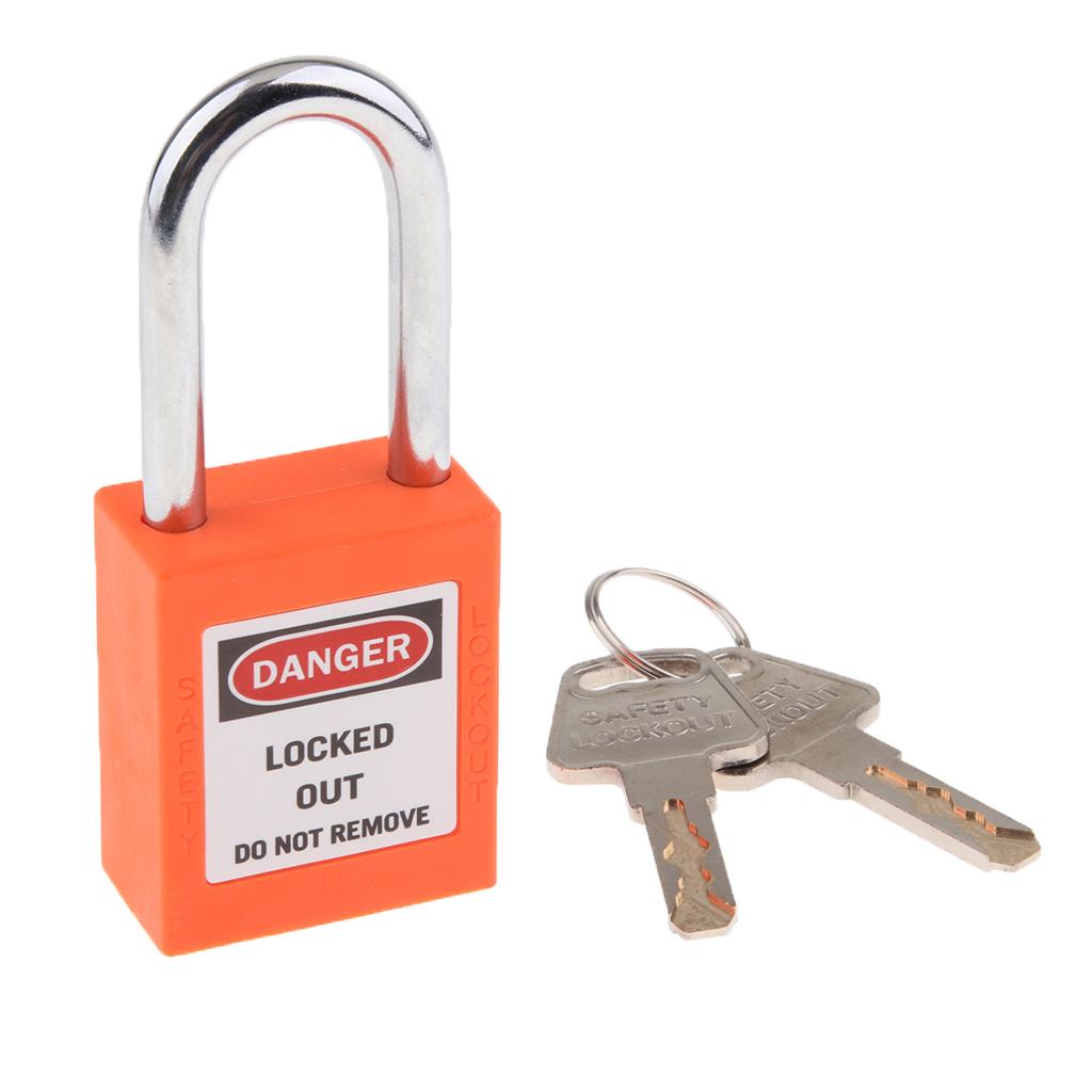 Safety Security Lockout Padlock Keyed Different, 1-1/2 Inch Shackle Orange