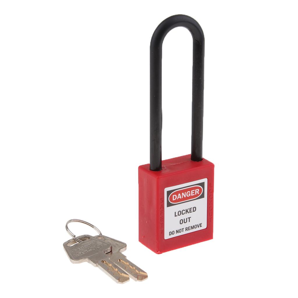 Safety Lockout Padlock Lock Keyed Different with Label, Corrosion Resistant - 76mm, Red