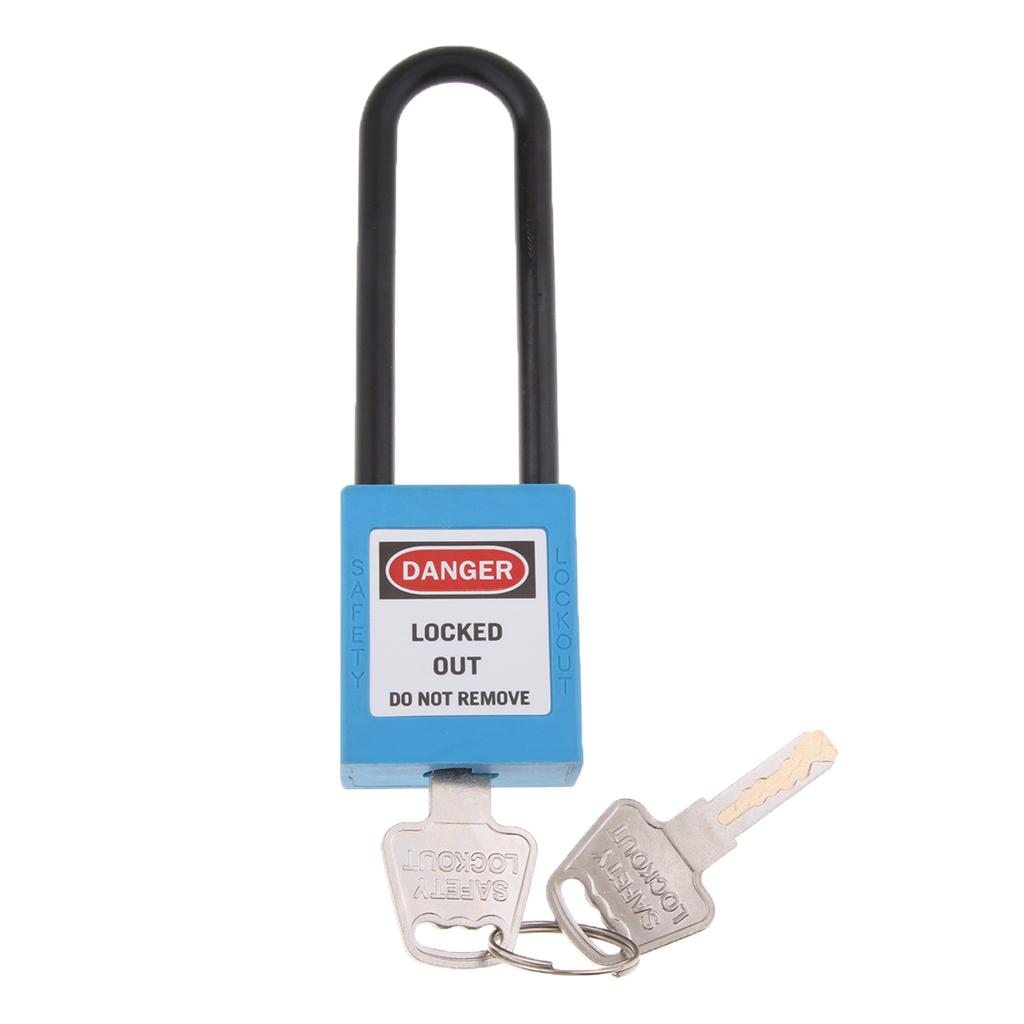 Safety Lockout Padlock Lock Keyed Different with Label, Corrosion Resistant - 76mm, Blue