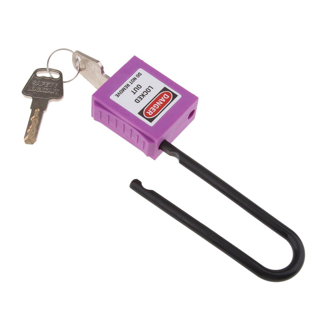 Safety Lockout Padlock Lock Keyed Different with Label, Corrosion Resistant - 76mm, Purple