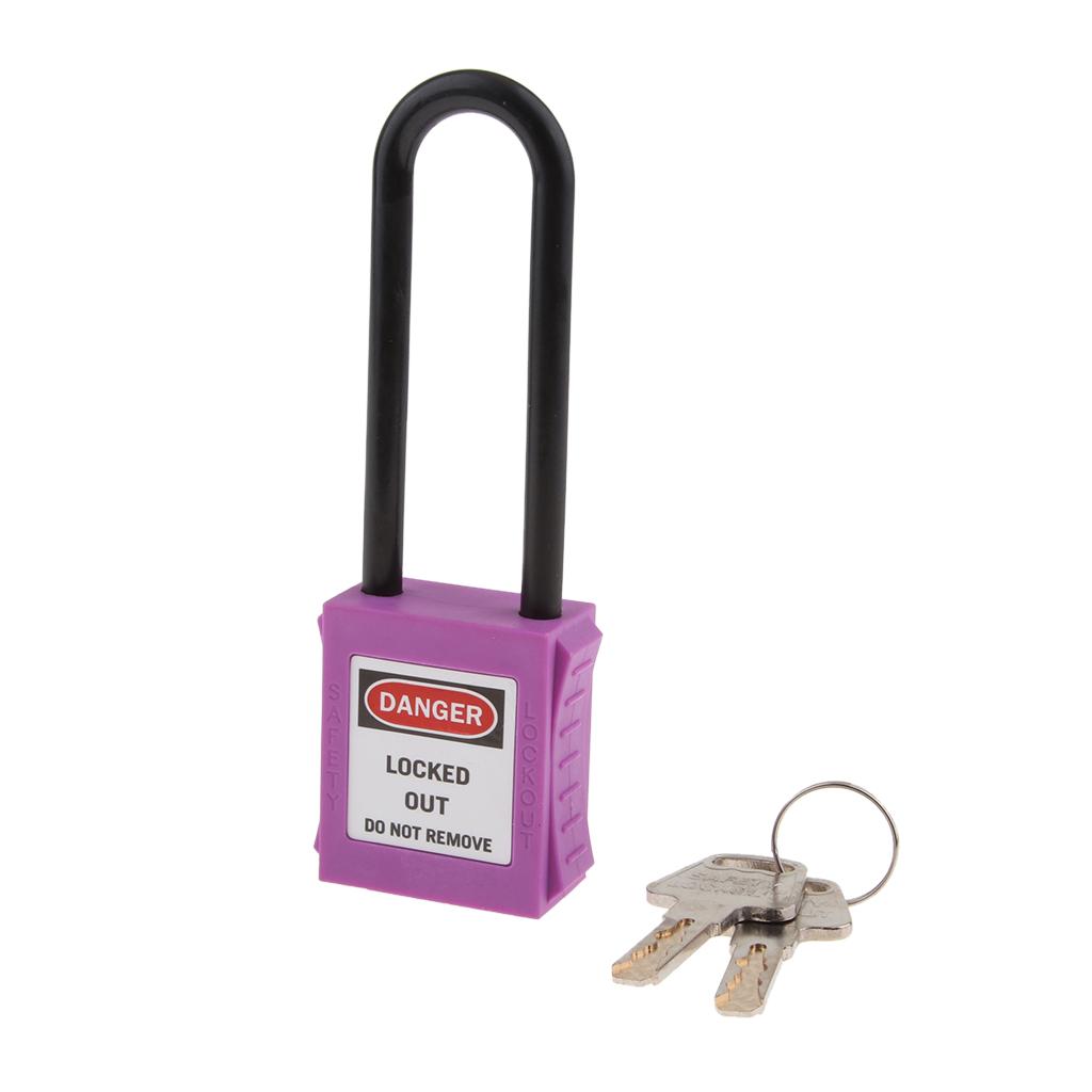 Safety Lockout Padlock Lock Keyed Different with Label, Corrosion Resistant - 76mm, Purple