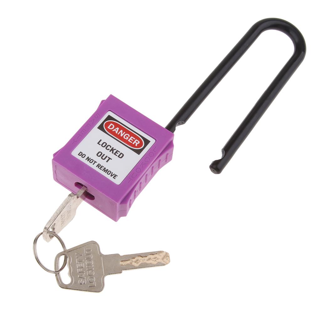 Safety Lockout Padlock Lock Keyed Different with Label, Corrosion Resistant - 76mm, Purple