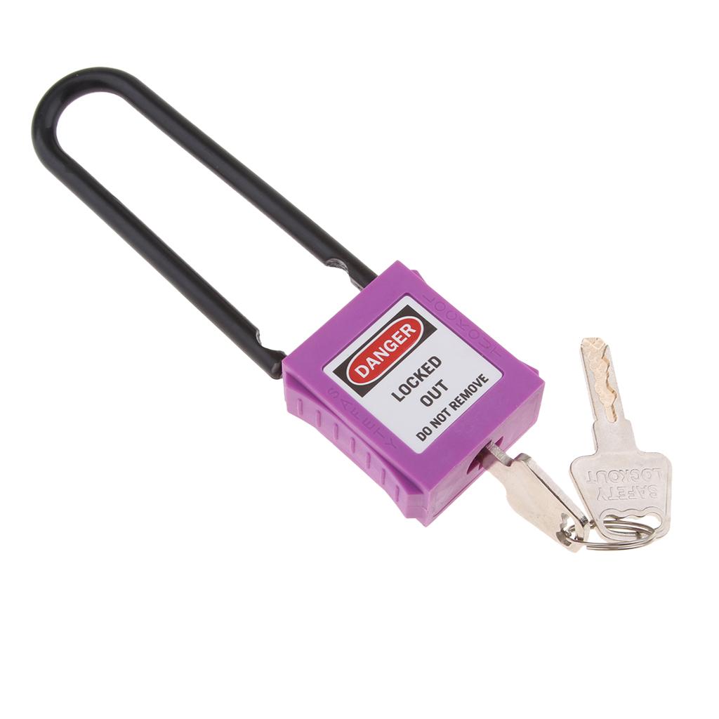 Safety Lockout Padlock Lock Keyed Different with Label, Corrosion Resistant - 76mm, Purple