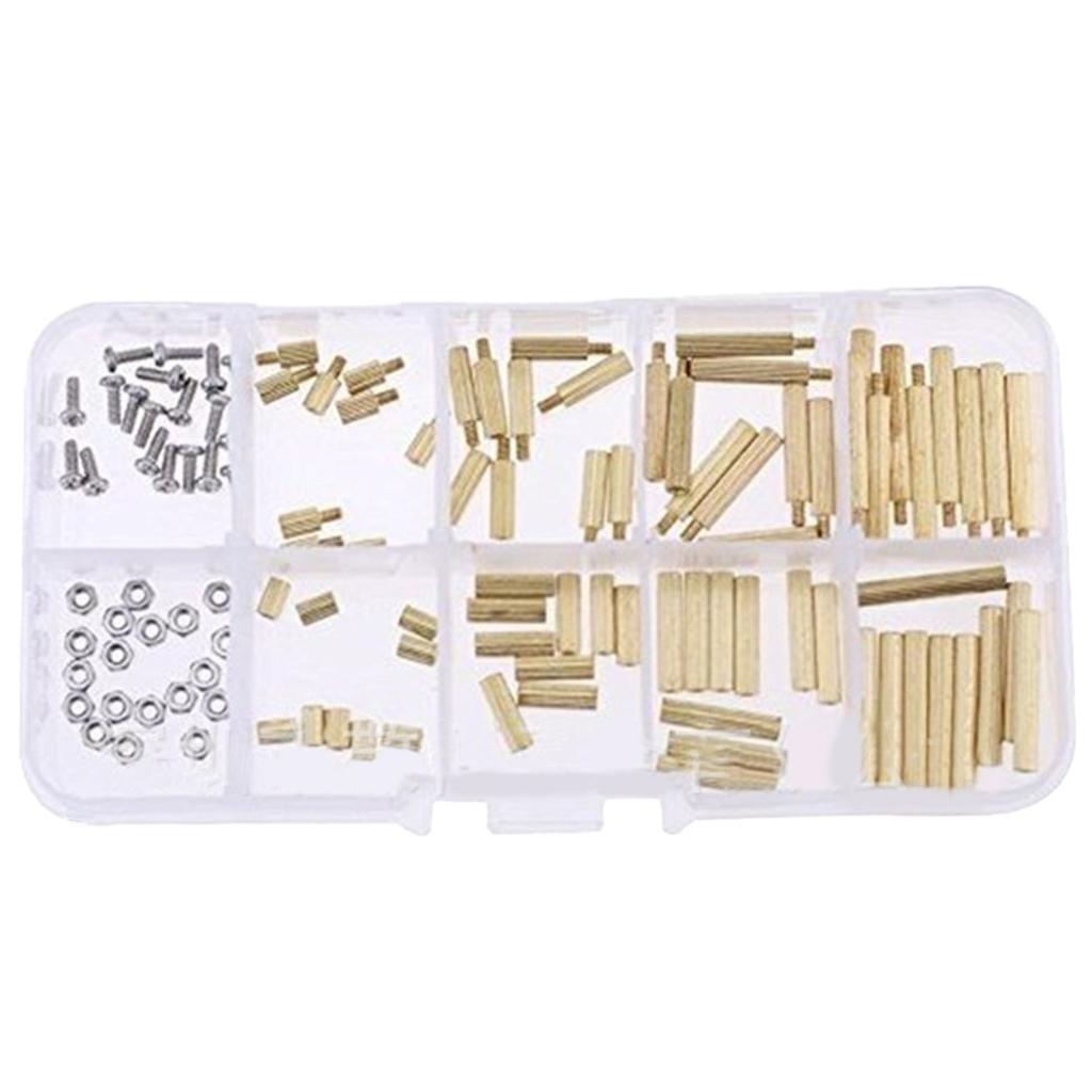 120 Pieces M2 Male Female Brass Pillar Bolt Screw Nut Thread Kit Box-Packed