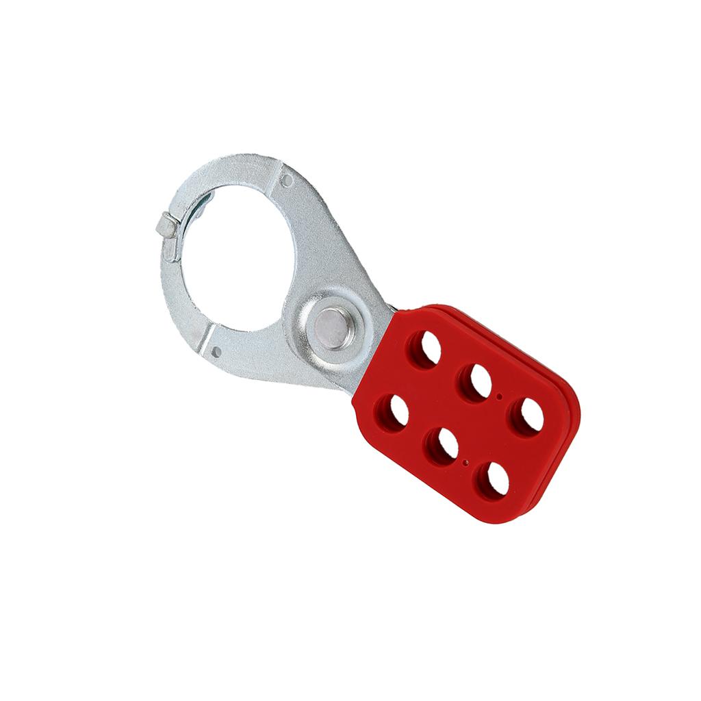 Lockout Tagout Hasp w/ PE Coated Handle, Holds up to 6 Padlocks 1 Inch Jaw