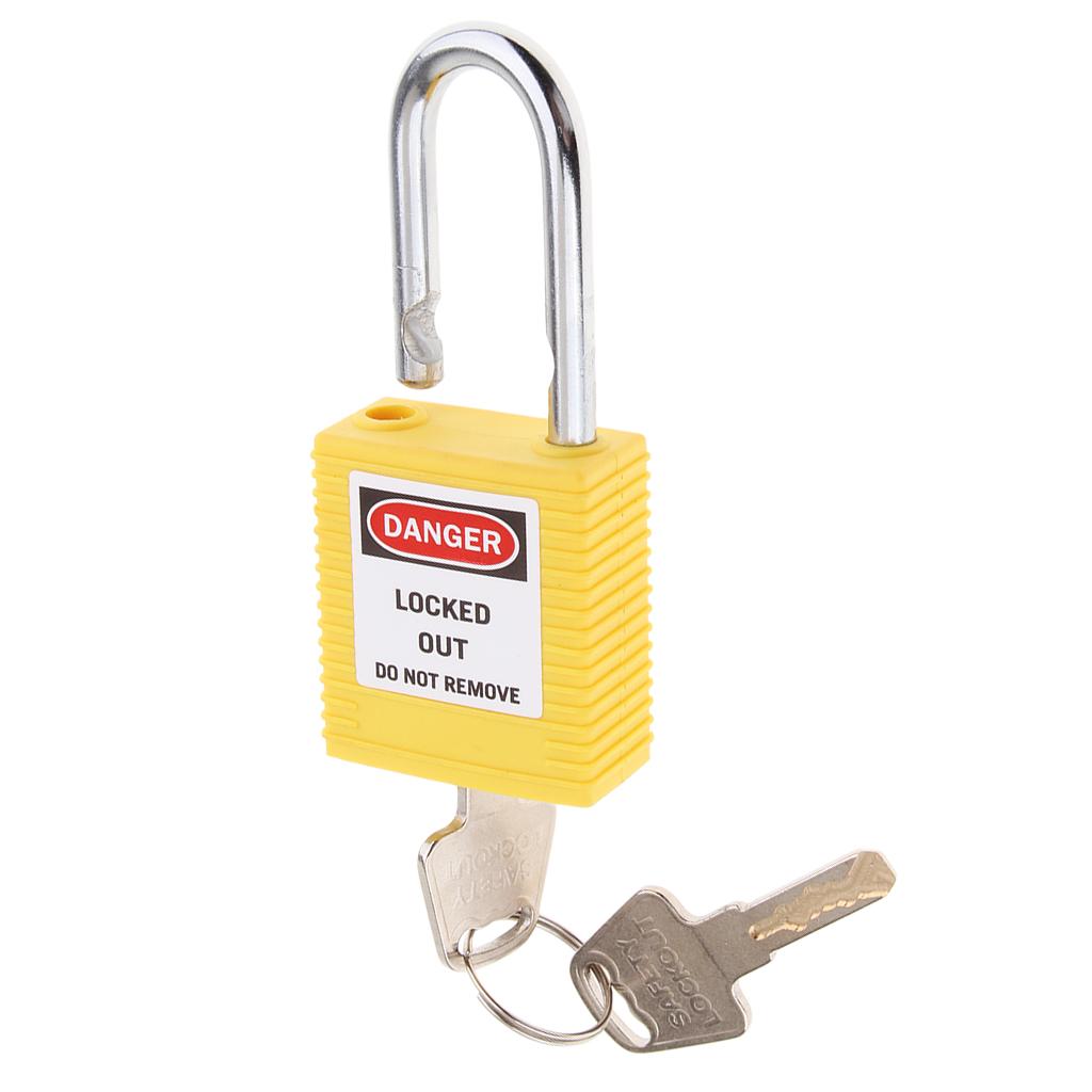 Safety Lockout Padlock Security Keyed Different 25mm Metal Outdoor Yellow