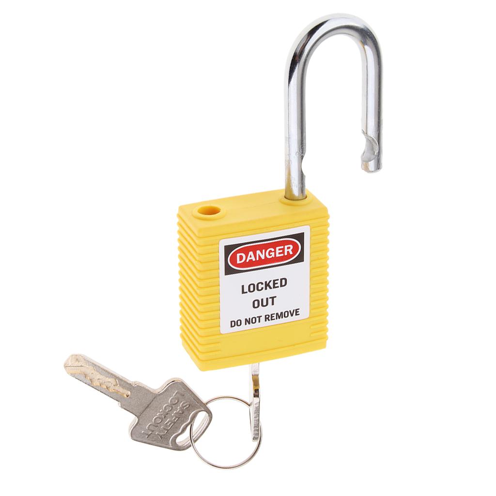 Safety Lockout Padlock Security Keyed Different 25mm Metal Outdoor Yellow