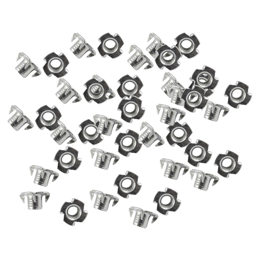 50 Pcs Zinc Plated Carbon Steel Four Claw T Nut Pronged Threaded Insert  M3