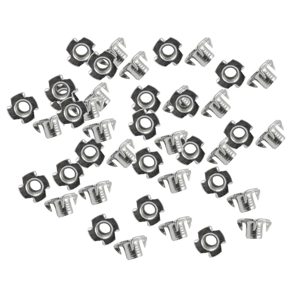 50 Pcs Zinc Plated Carbon Steel Four Claw T Nut Pronged Threaded Insert  M3