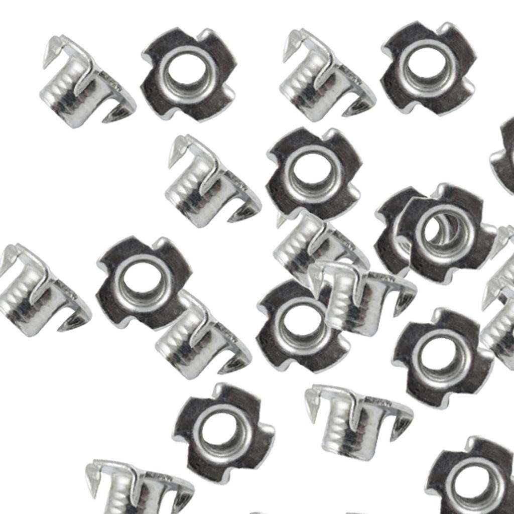 50 Pcs Zinc Plated Carbon Steel Four Claw T Nut Pronged Threaded Insert  M3