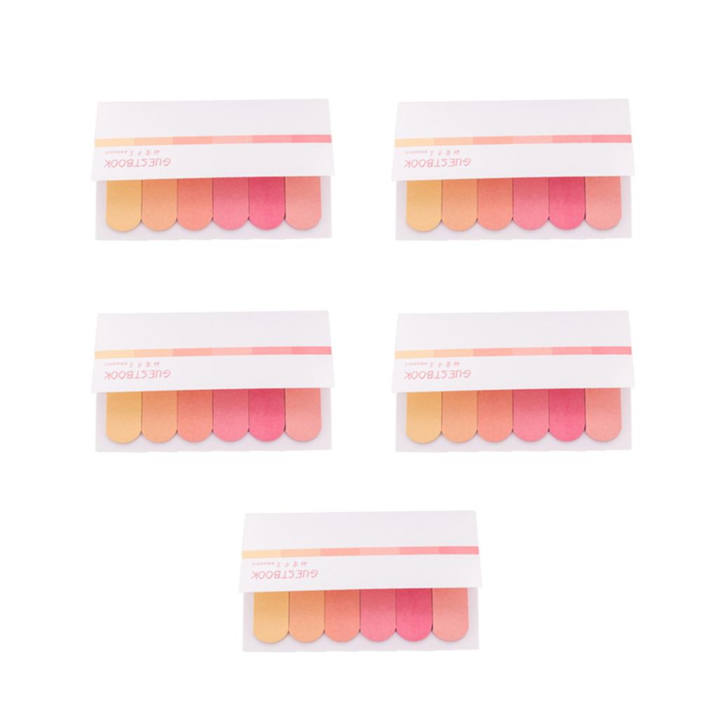 5 PCS Memo Pad Sticky Notes Stationery Office Label Index Tabs Orange Series