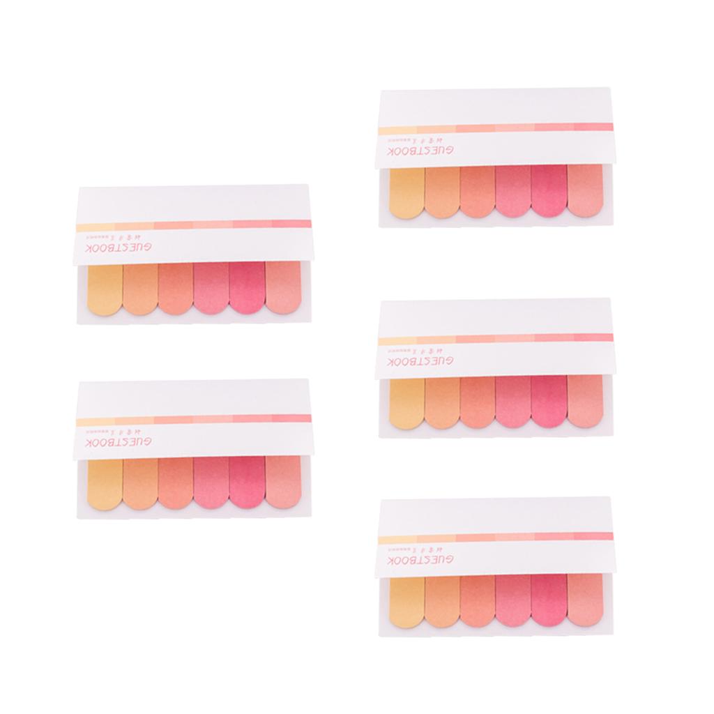 5 PCS Memo Pad Sticky Notes Stationery Office Label Index Tabs Orange Series