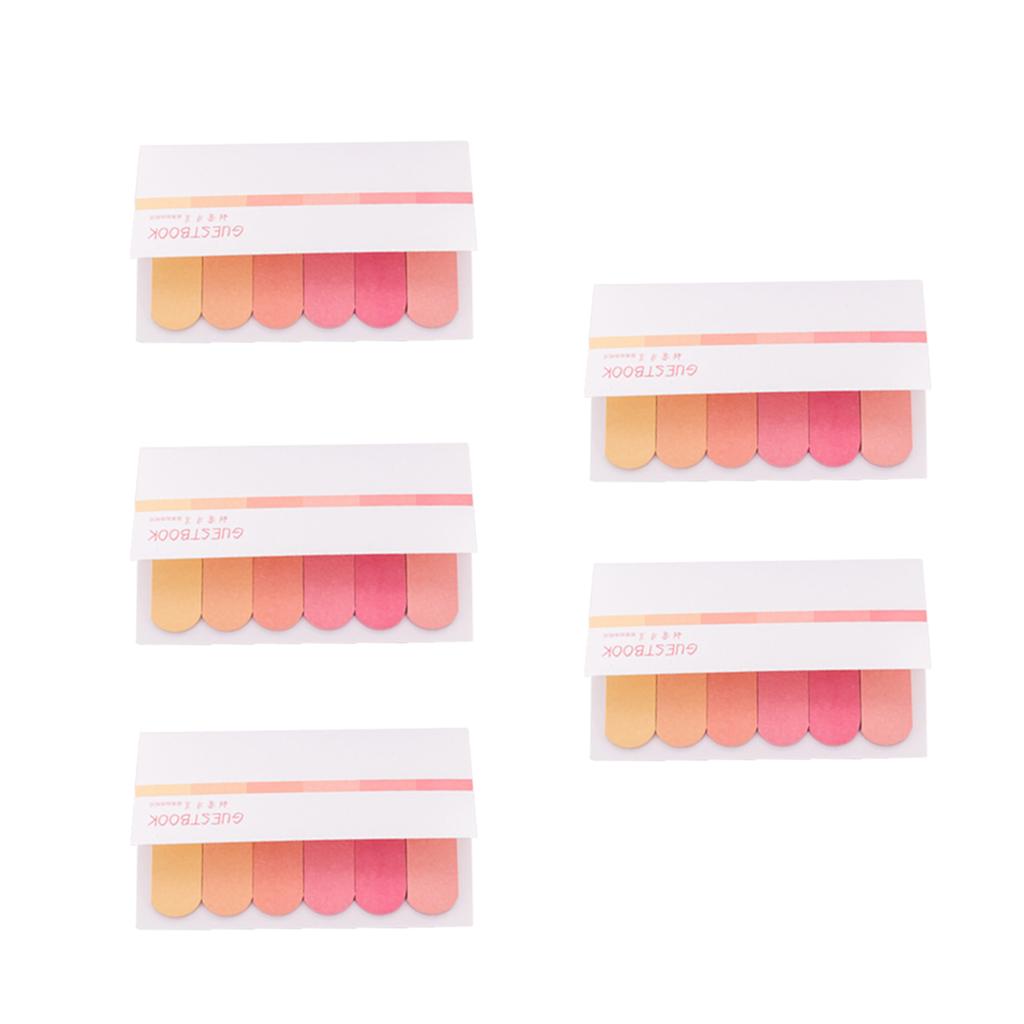 5 PCS Memo Pad Sticky Notes Stationery Office Label Index Tabs Orange Series