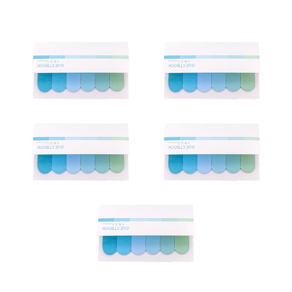 5 PCS Memo Pad Sticky Notes Stationery Office Label Index Tabs Blue Series