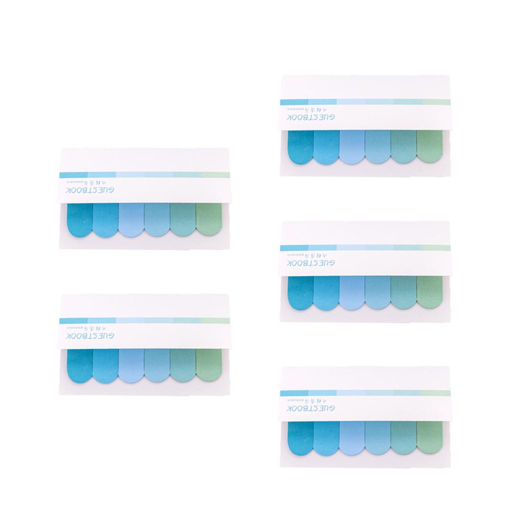 5 PCS Memo Pad Sticky Notes Stationery Office Label Index Tabs Blue Series