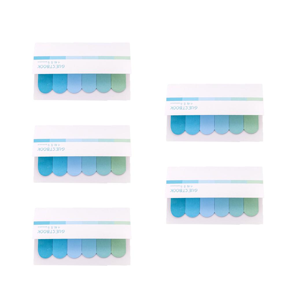 5 PCS Memo Pad Sticky Notes Stationery Office Label Index Tabs Blue Series