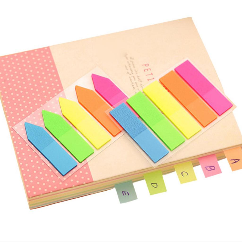 Fluorescent Index Tabs Colorful Adhesive Memo Sticky Note Label Full Color