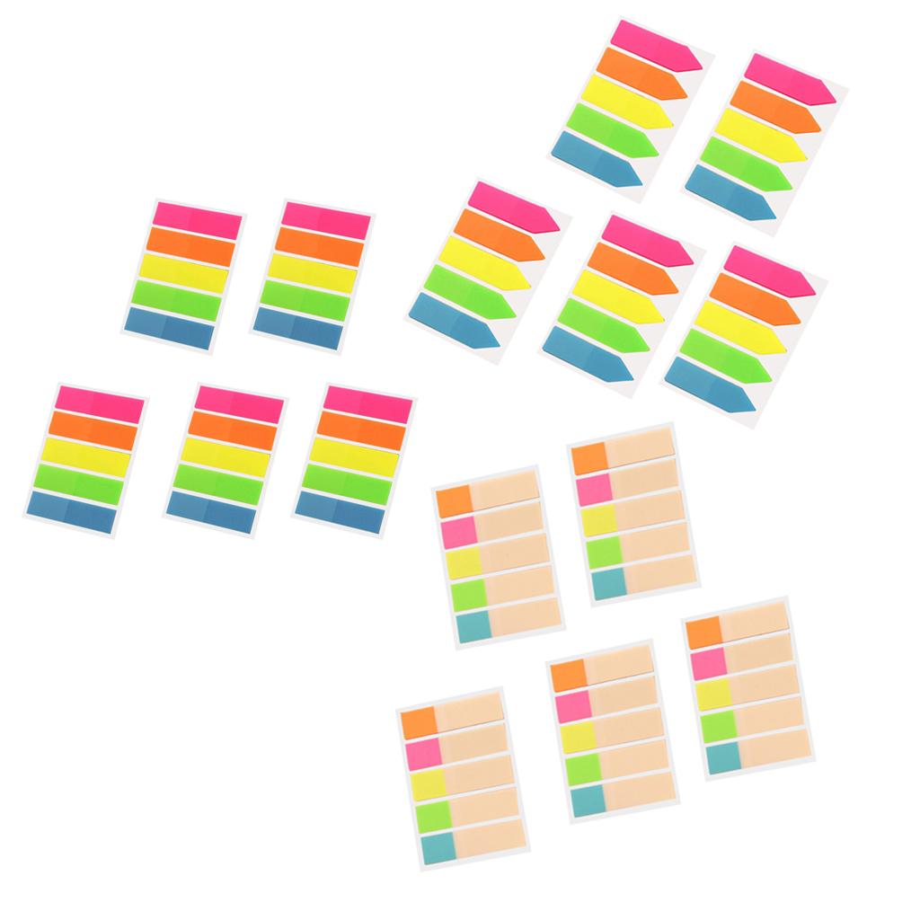 Fluorescent Index Tabs Colorful Adhesive Memo Sticky Note Label Full Color