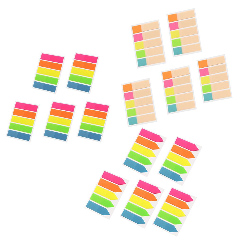 Fluorescent Index Tabs Colorful Adhesive Memo Sticky Note Label Full Color