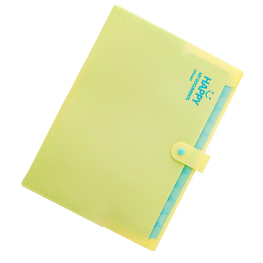 Multi-Layer Folder Document Bag Organizer Expandable Paper Holder Yellow