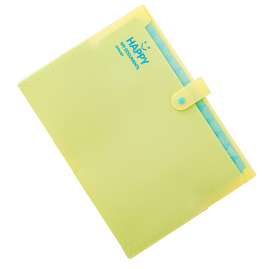 Multi-Layer Folder Document Bag Organizer Expandable Paper Holder Yellow