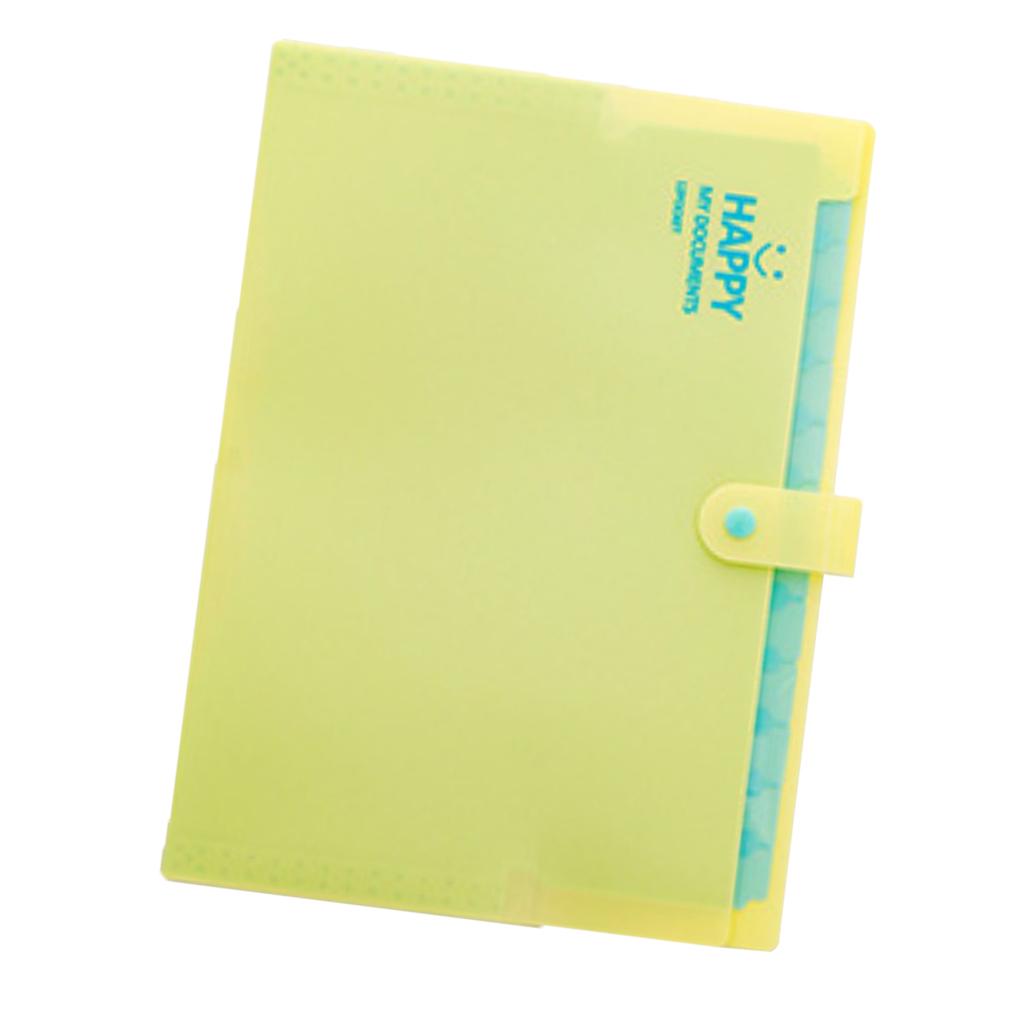 Multi-Layer Folder Document Bag Organizer Expandable Paper Holder Yellow