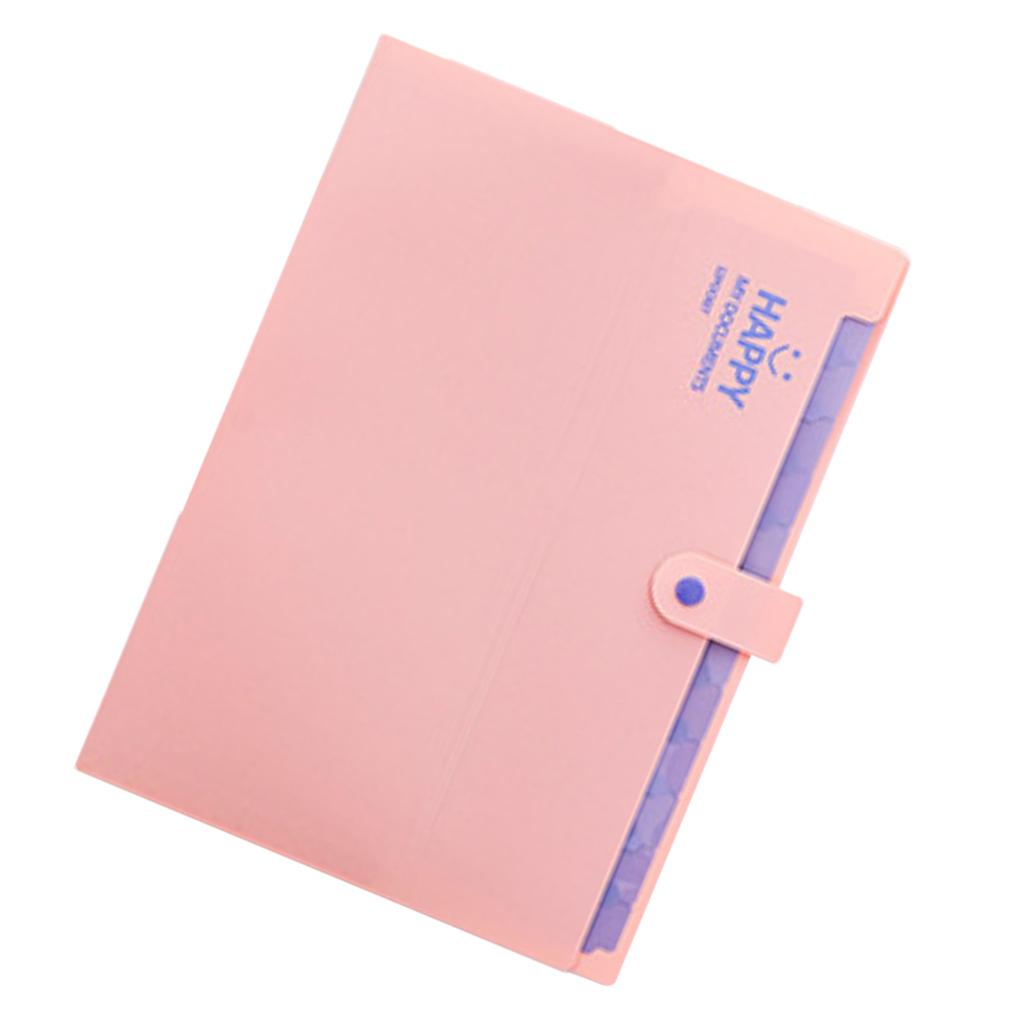 Multi-Layer Folder Document Bag Organizer Expandable Paper Holder Pink