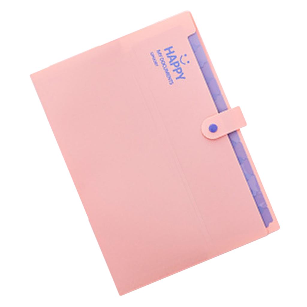 Multi-Layer Folder Document Bag Organizer Expandable Paper Holder Pink