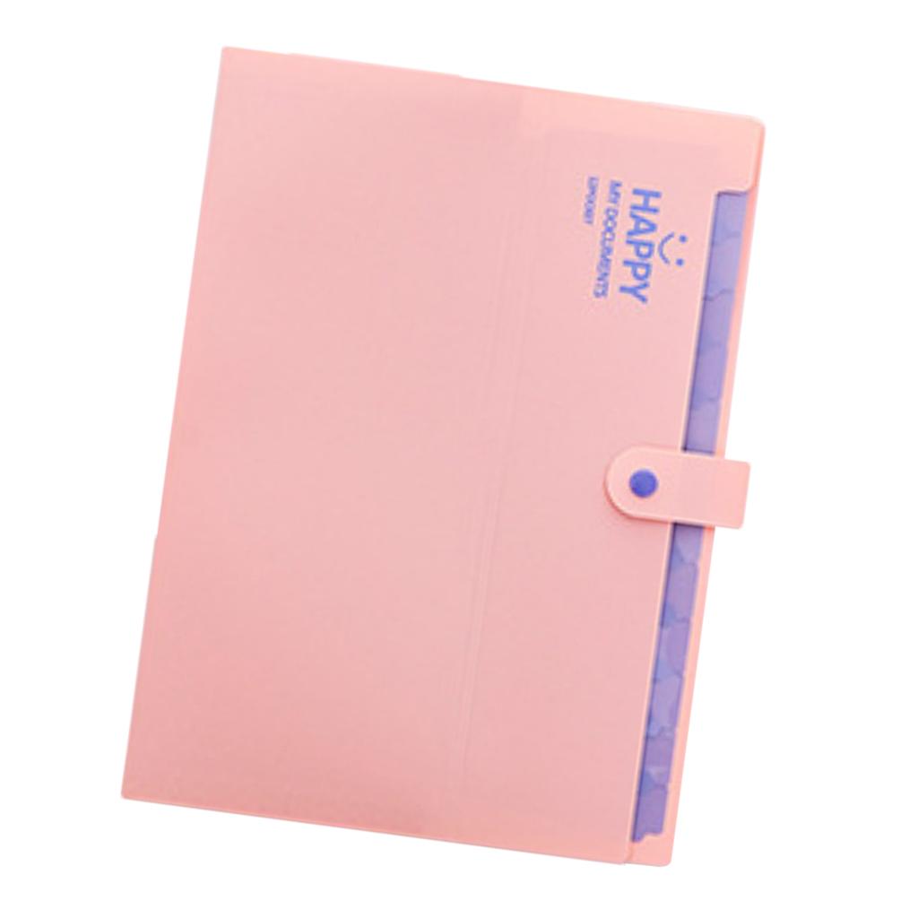 Multi-Layer Folder Document Bag Organizer Expandable Paper Holder Pink