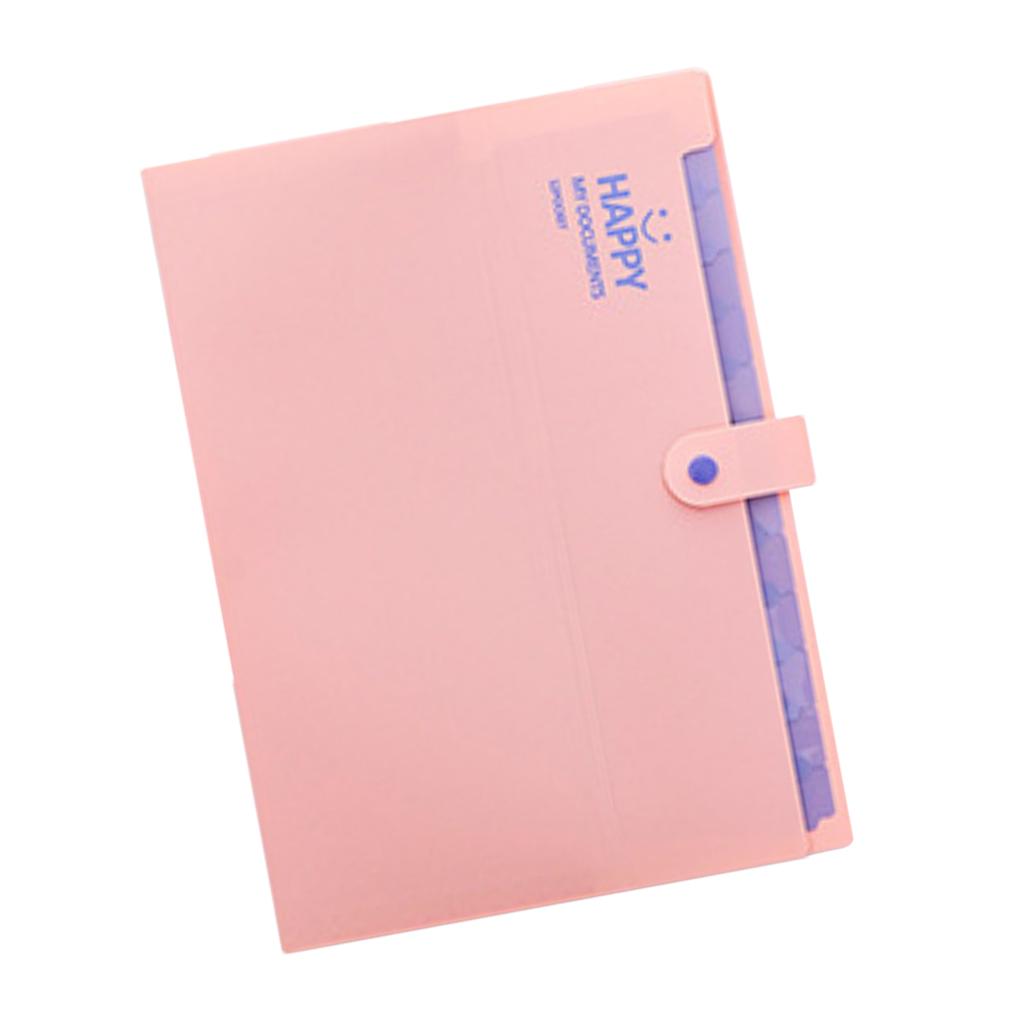 Multi-Layer Folder Document Bag Organizer Expandable Paper Holder Pink