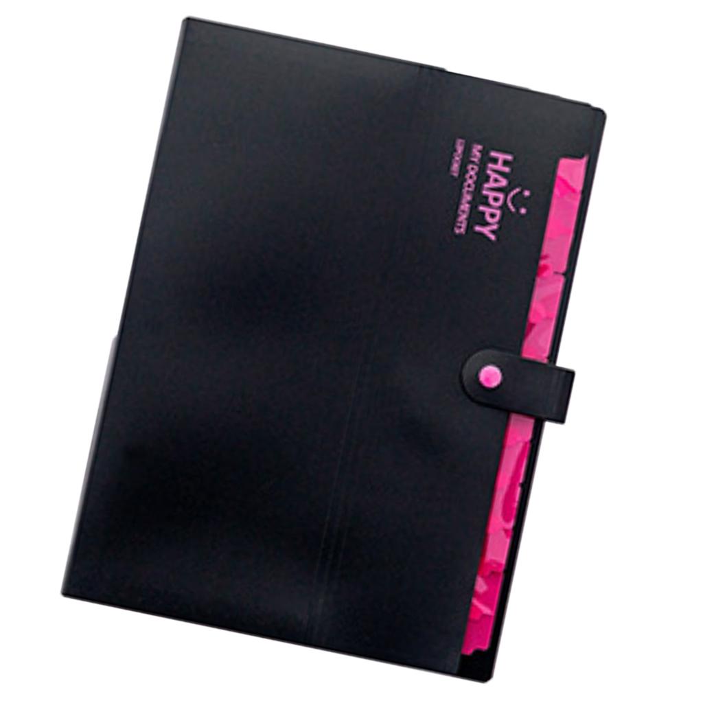 Multi-Layer Folder Document Bag Organizer Expandable Paper Holder Black