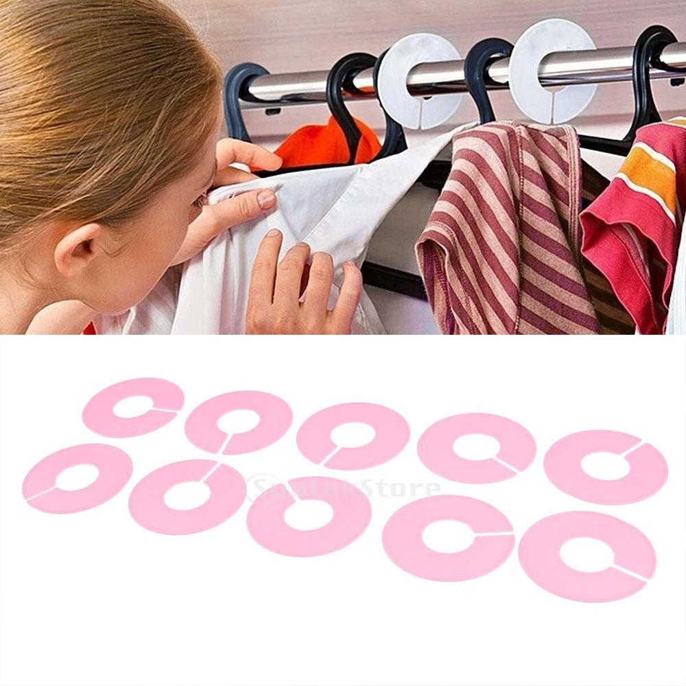 10Pack Clothing Rack Size Dividers Wardrobe Round Hangers Dividers Pink