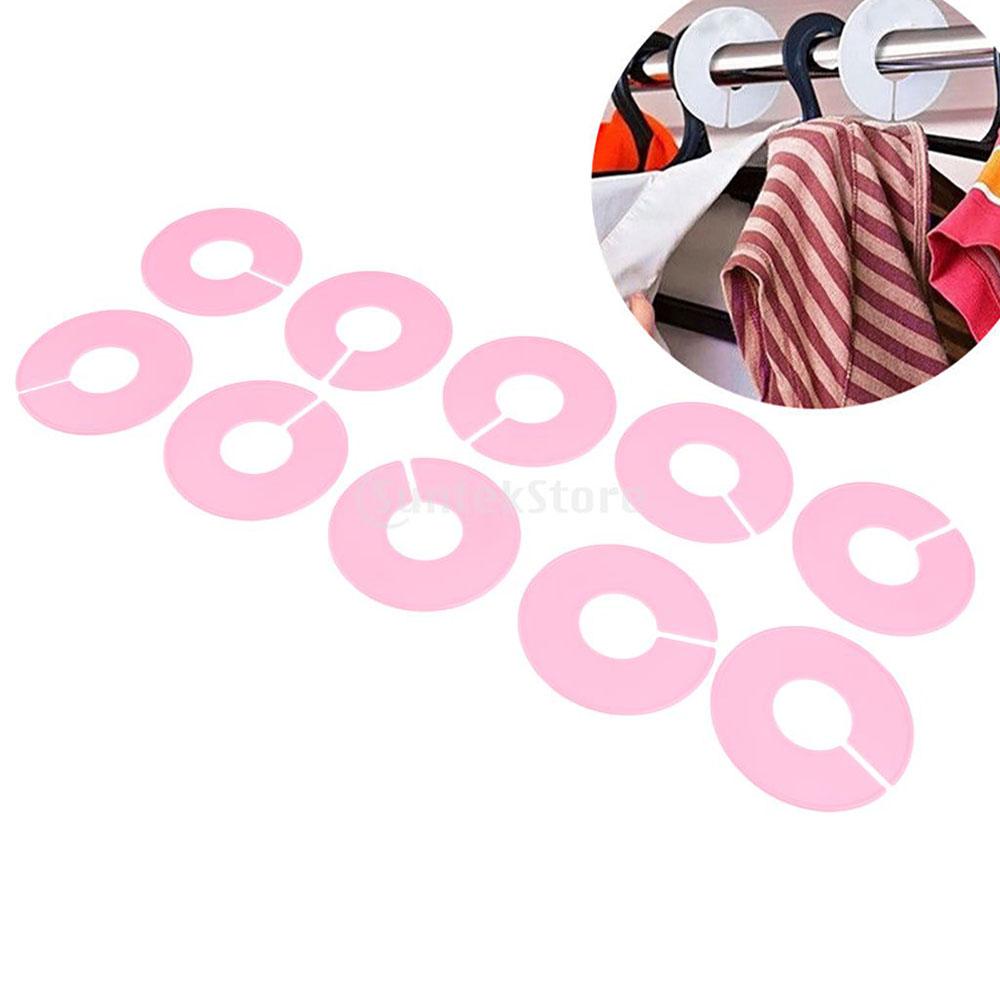 10Pack Clothing Rack Size Dividers Wardrobe Round Hangers Dividers Pink