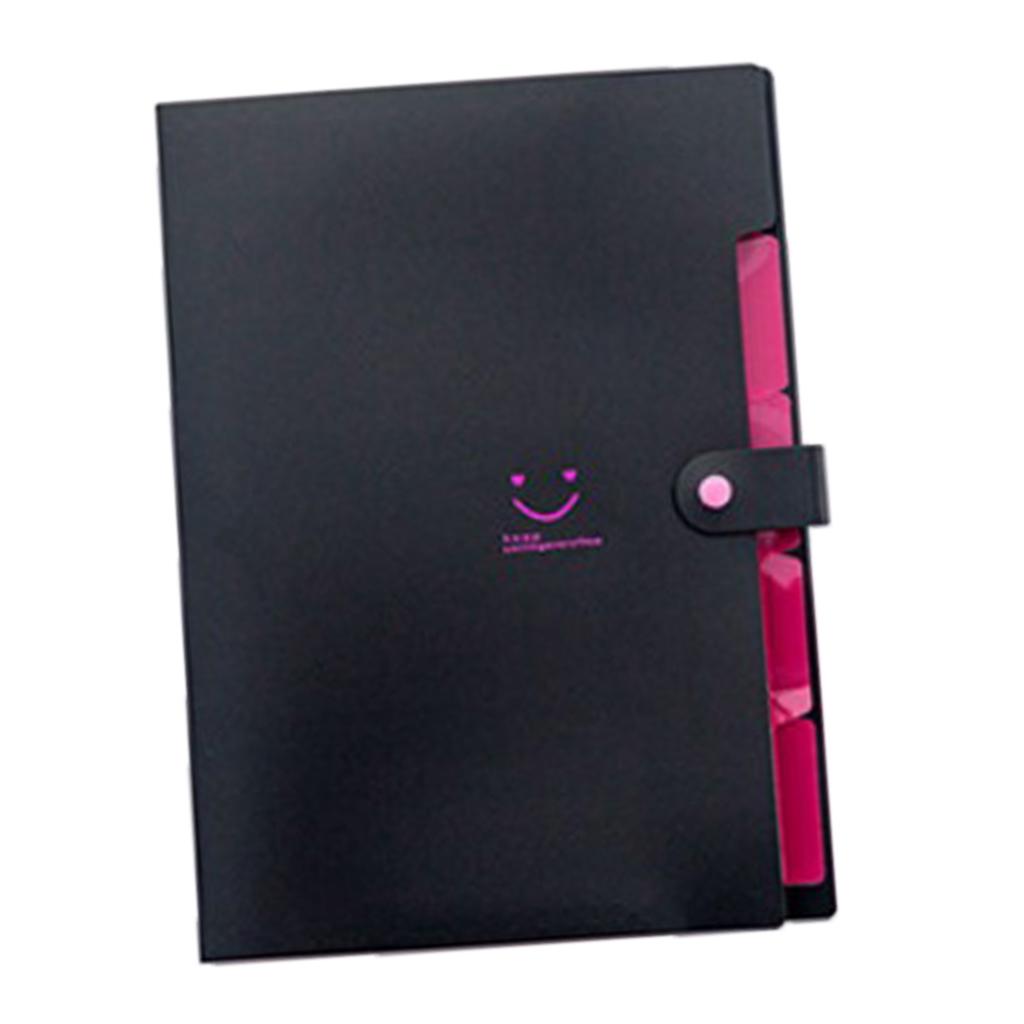 Smile Face Document Bag A4 Expanding File Folder Wallet Bill Folders Black