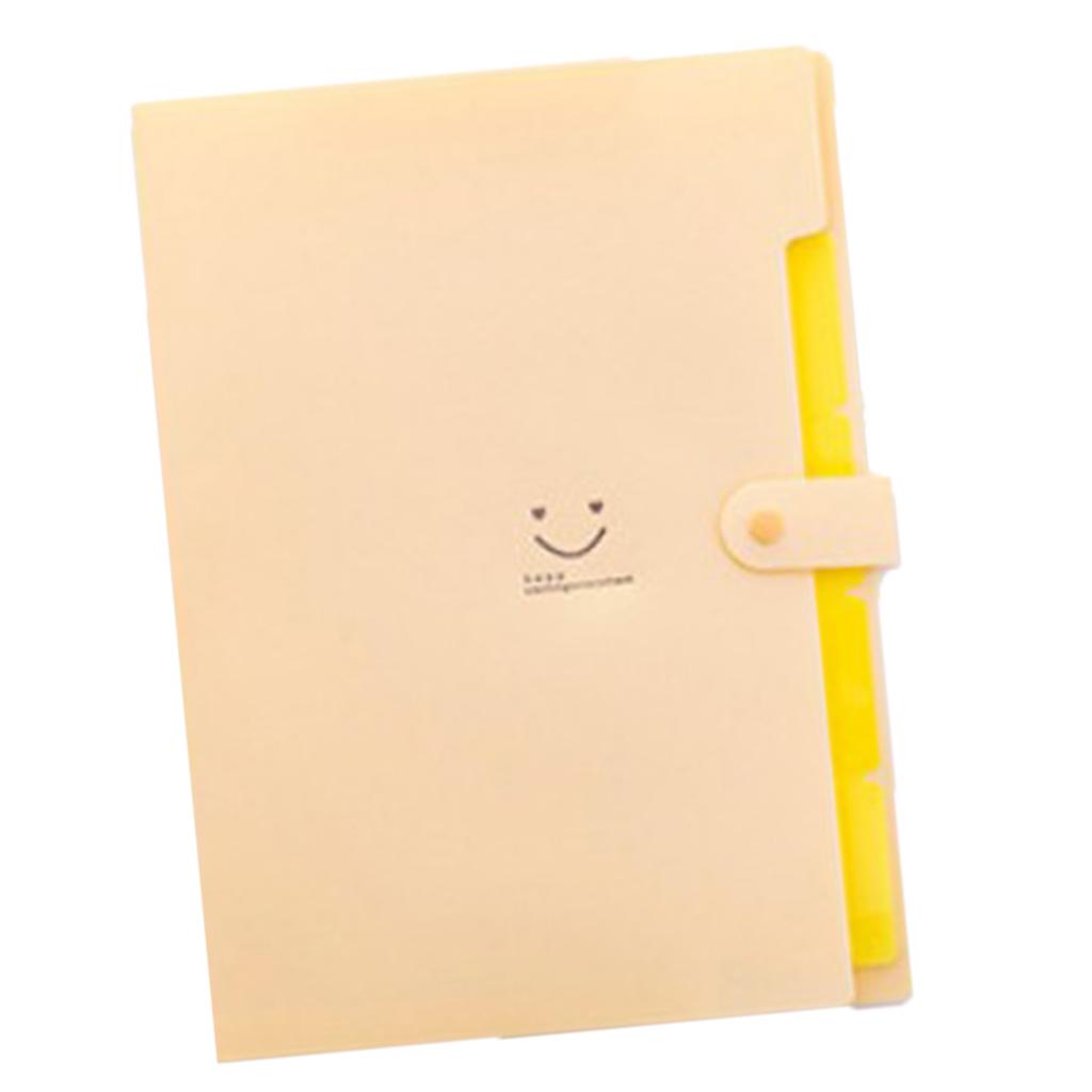 Smile Face Document Bag A4 Expanding File Folder Wallet Bill Folders Yellow