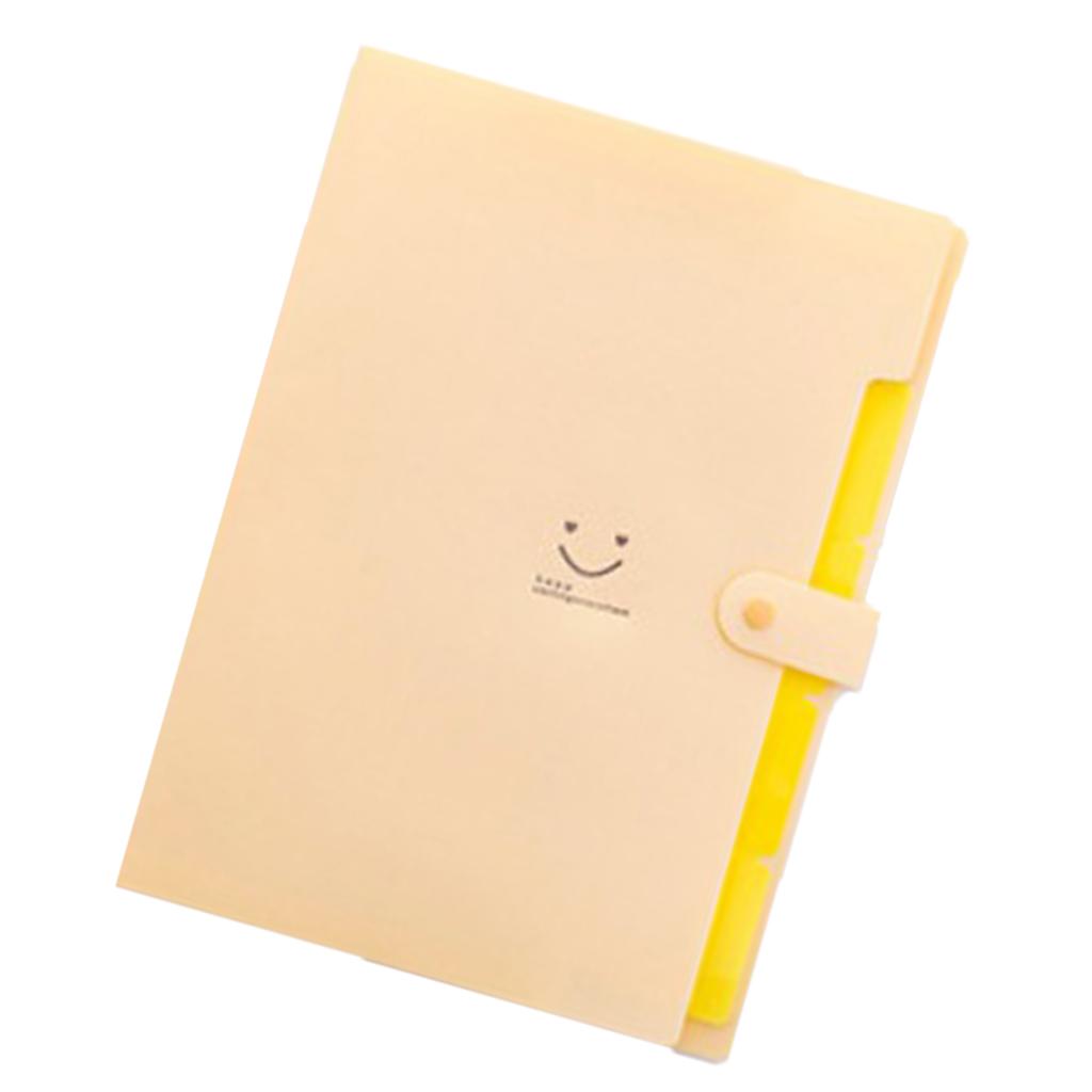 Smile Face Document Bag A4 Expanding File Folder Wallet Bill Folders Yellow