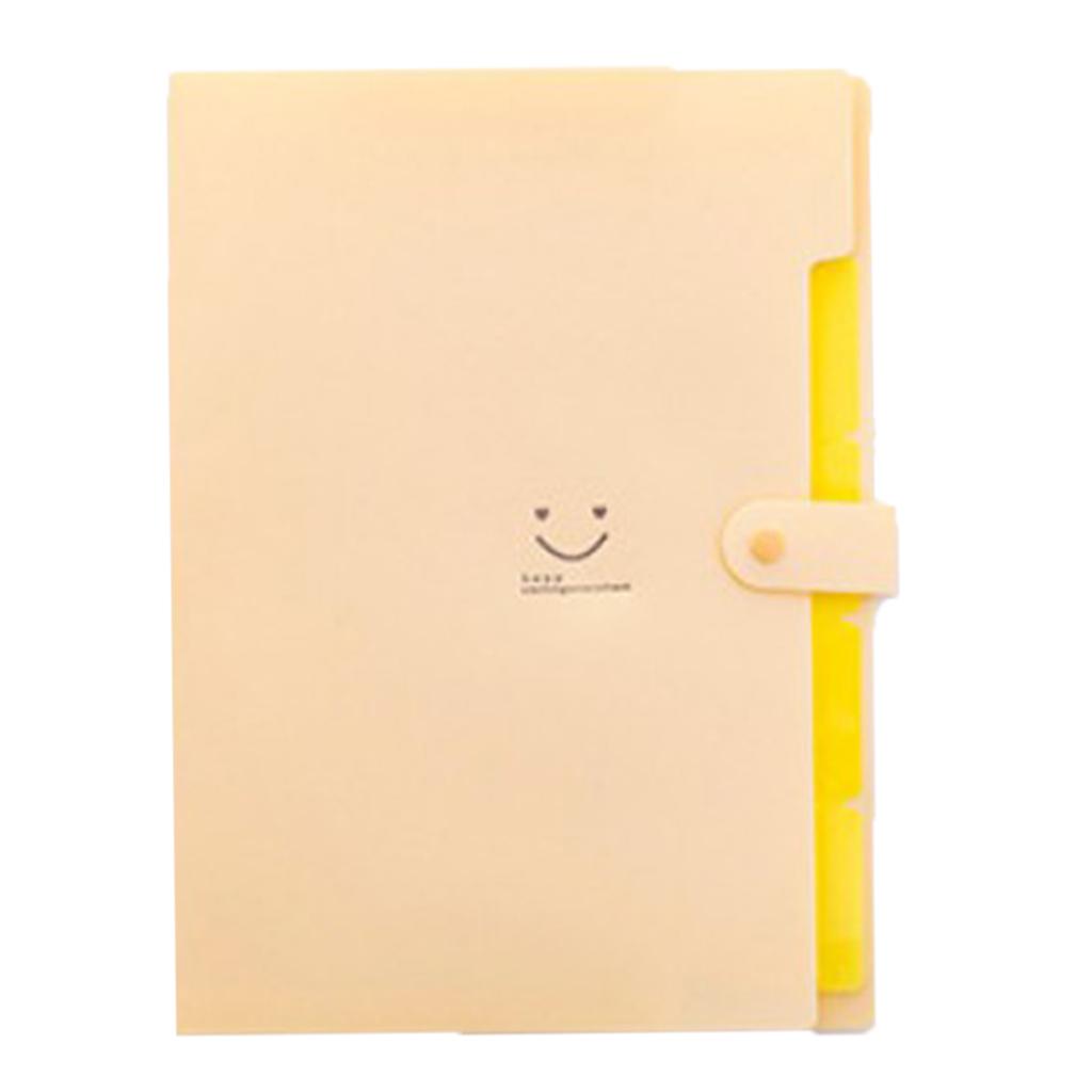 Smile Face Document Bag A4 Expanding File Folder Wallet Bill Folders Yellow