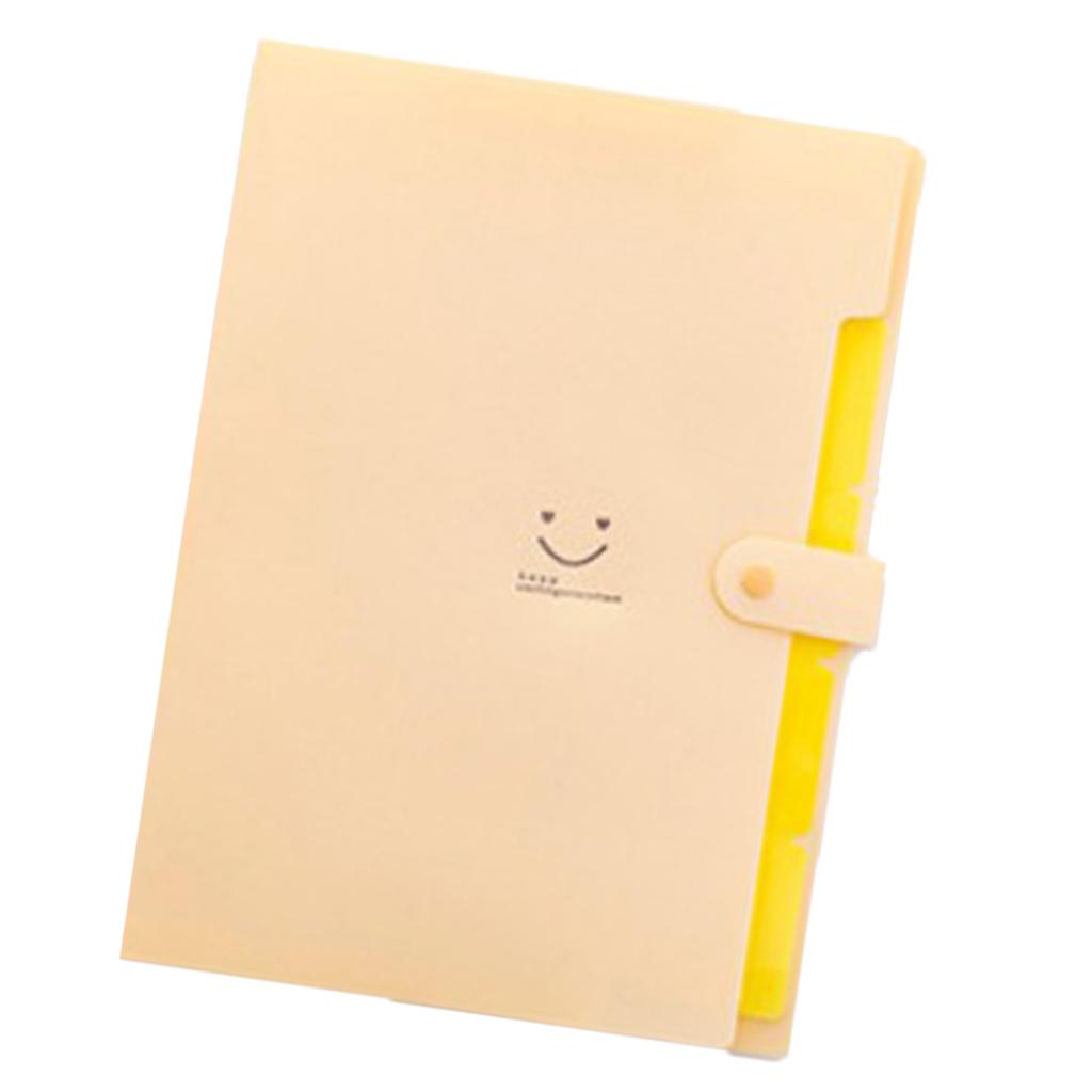 Smile Face Document Bag A4 Expanding File Folder Wallet Bill Folders Yellow