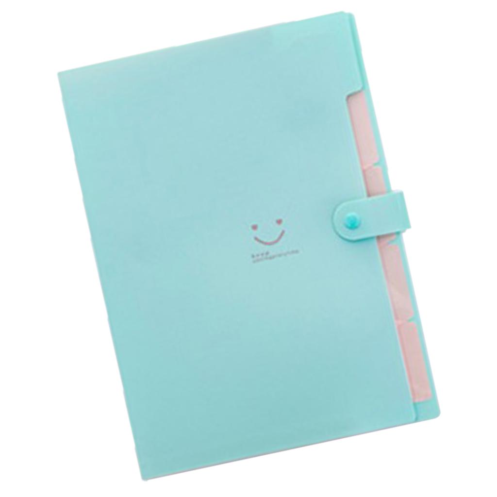 Smile Face Document Bag A4 Expanding File Folder Wallet Bill Folders Green