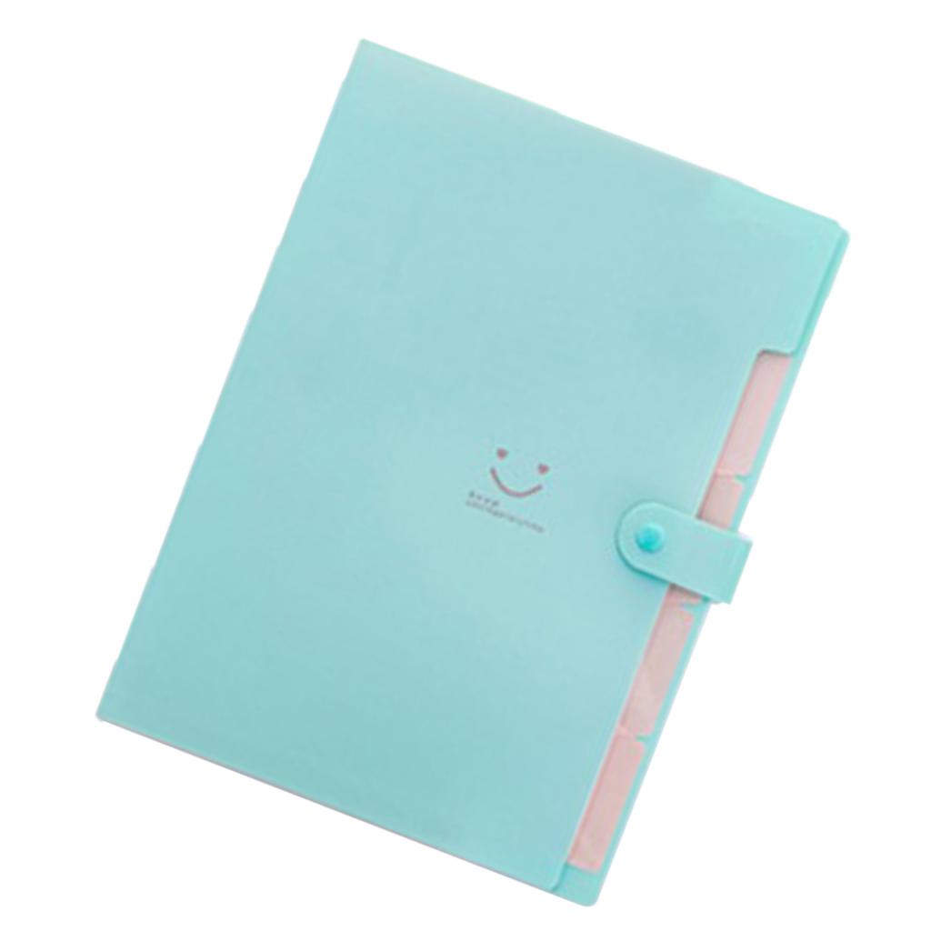 Smile Face Document Bag A4 Expanding File Folder Wallet Bill Folders Green